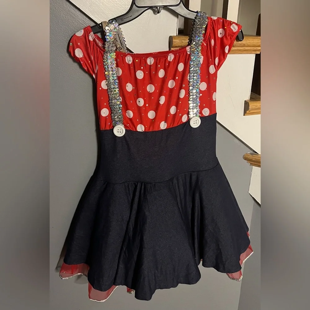 Girls Choo Choo Ch’Boogie Red and Navy  Dance Costume, Medium
